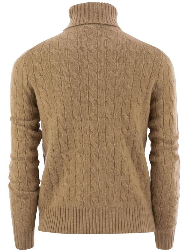 Wool and cashmere cable-knit turtleneck sweater - POLO RALPH LAUREN - BALAAN 2