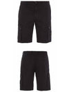 Men's Logo Patch Cargo Bermuda Shorts Black - STONE ISLAND - BALAAN 5