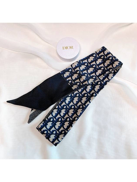 Oblique Mitzah Silk Twill Scarf Navy - DIOR - BALAAN 2