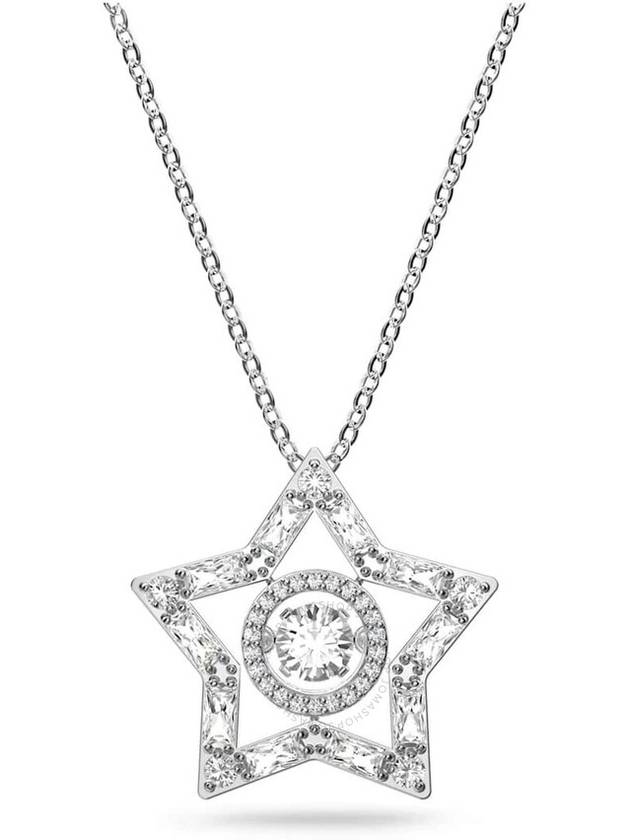 Swarovski Ladies Stella White Rhodium Plated Mixed Cuts Star Pendant Necklace - SWAROVSKI - BALAAN 1