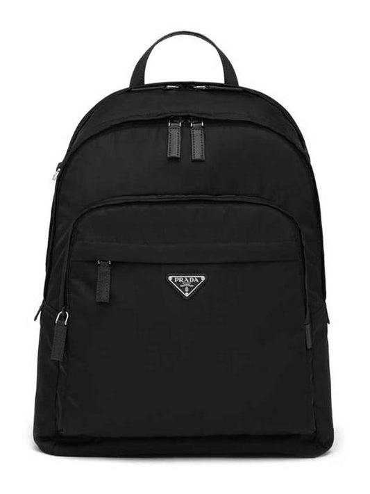 Triangular Logo Saffiano Re Nylon Backpack Black - PRADA - BALAAN 2