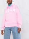 Milano Brushed Logo Print Hoodie Pink - MSGM - BALAAN 6