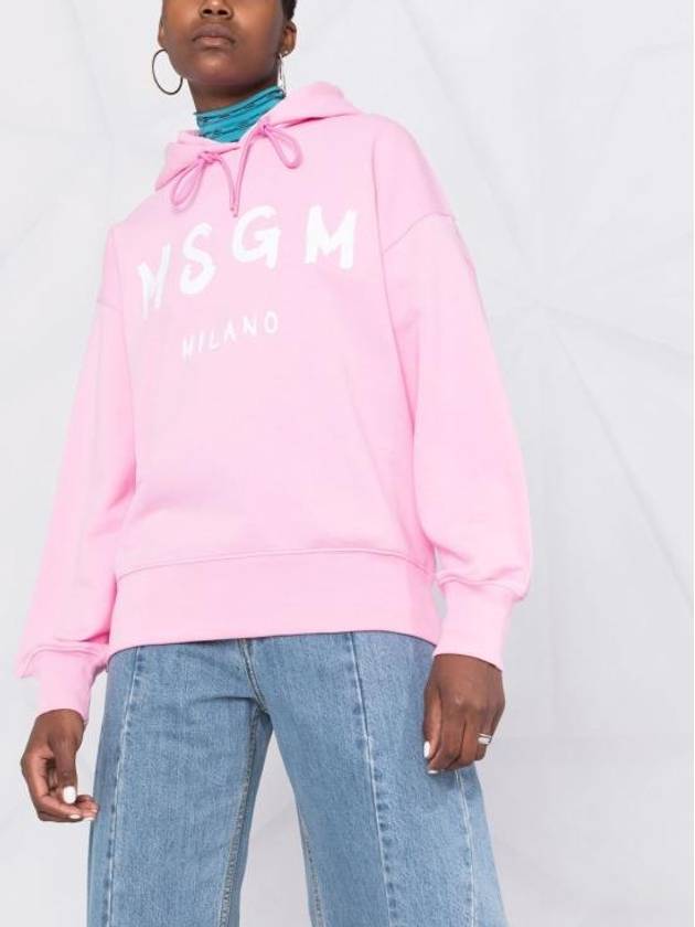 Milano Brushed Logo Print Hoodie Pink - MSGM - BALAAN 6