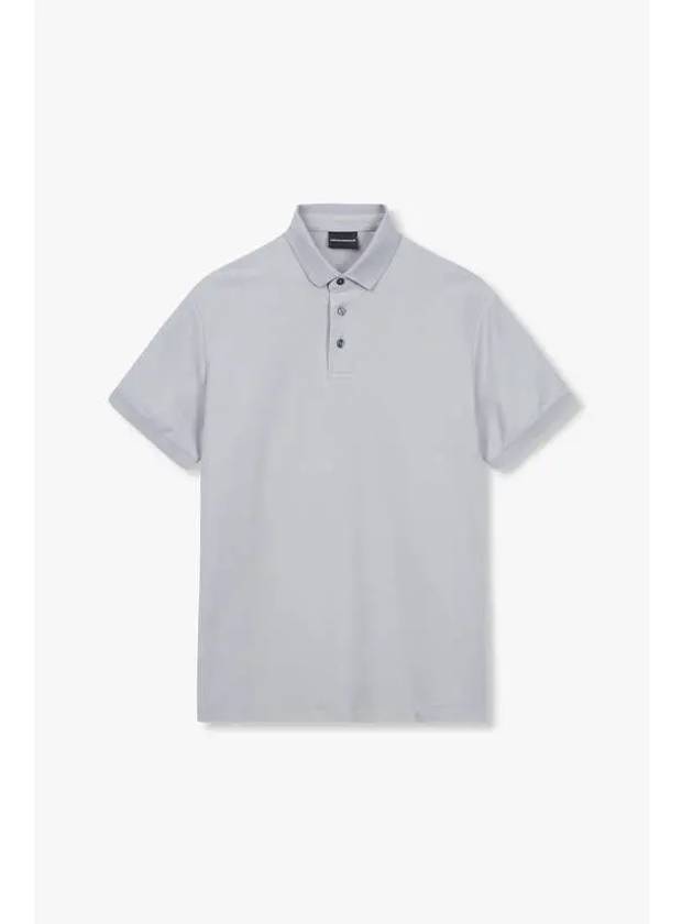 Men s Hidden Logo Pique Polo Shirt Gray - EMPORIO ARMANI - BALAAN 1