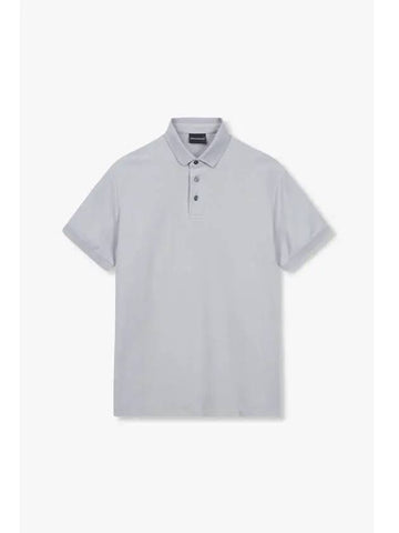 Men s Hidden Logo Pique Polo Shirt Gray - EMPORIO ARMANI - BALAAN 1