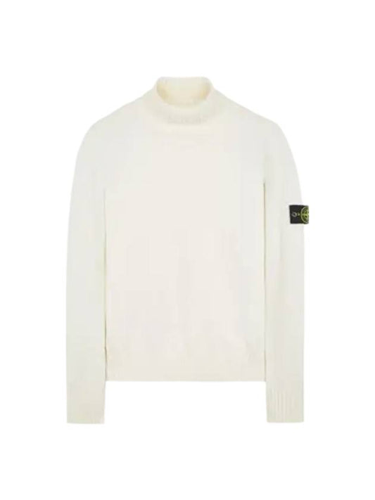 Wappen Patch Loose Fit Cotton Turtleneck White - STONE ISLAND - BALAAN 2