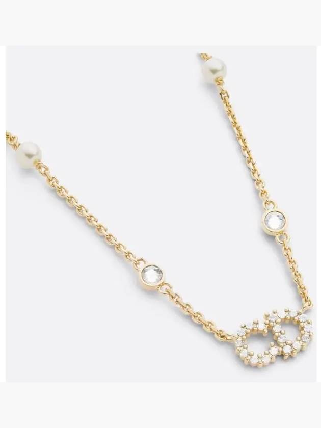 Clair D Lune Necklace Gold Finish Metal White Resin Pearls White Crystals - DIOR - BALAAN 3