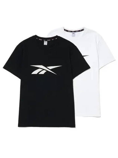 Muscle fit 2 pack big logo t shirt black white - REEBOK - BALAAN 1