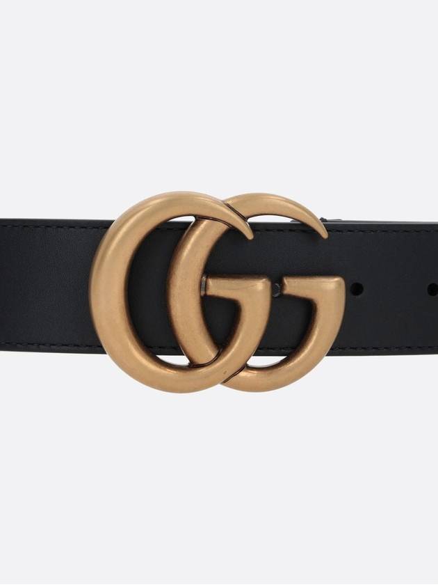 GG Marmont Buckle Leather Belt Black - GUCCI - BALAAN 4