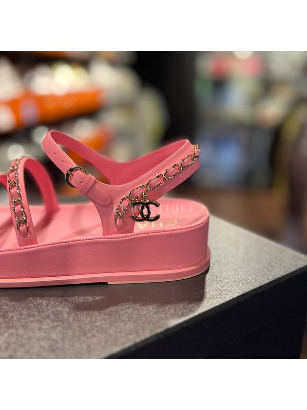 CC charm chain strap sandals pink - CHANEL - BALAAN.