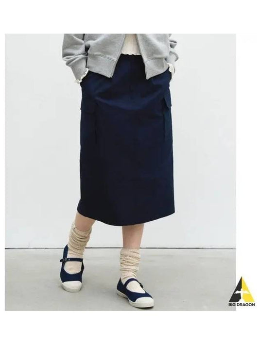 H LINE POCKET MIDI SKIRT NAVY - BENSIMON - BALAAN 1