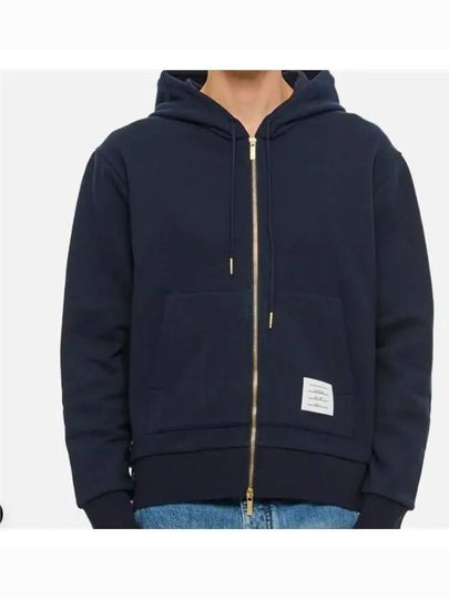 Center Back Stripe Cotton Zip Up Hoodie Navy - THOM BROWNE - BALAAN 2