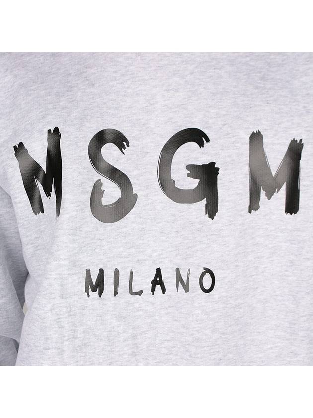 Milano Brushed Logo Print Cotton Sweatshirt Grey - MSGM - BALAAN 7