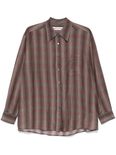 Favourite Screen Check Sheer Cotton Silk Shirt Brown - OUR LEGACY - BALAAN 2