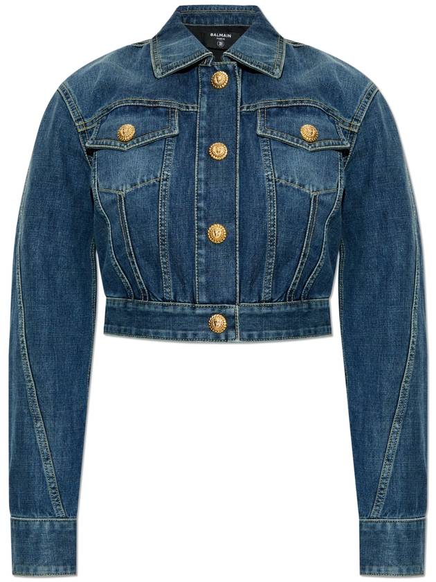 Balmain Short Denim Jacket, Women's, Navy Blue - BALMAIN - BALAAN 1