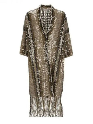 Sequin Crochet Fringe Long Cardigan 271553 - BRUNELLO CUCINELLI - BALAAN 1