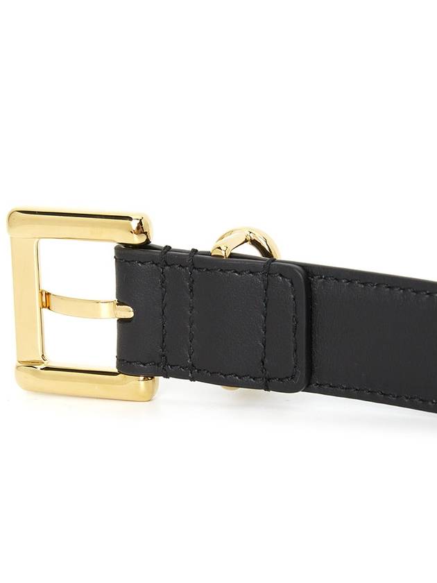 Double Gancini Leather Belt Black - SALVATORE FERRAGAMO - BALAAN 5