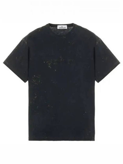 Men's Off Tie Dye Logo Short Sleeve T-Shirt Black - STONE ISLAND - BALAAN 2