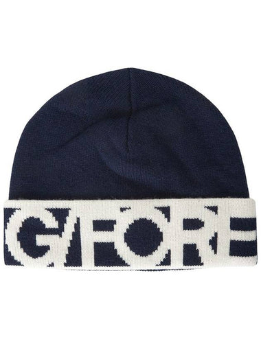 Logo Cashmere Wool Beanie Navy - G/FORE - BALAAN 1