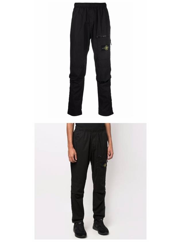 Stretch Cotton Tela Paracadute Garment Dyed Cargo Pants Black - STONE ISLAND - BALAAN 5