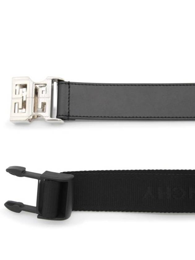 4G Logo Buckle Reversible Leather Belt Black - GIVENCHY - BALAAN 3