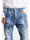 Paint Stretch Cotton Jeans Blue - DSQUARED2 - BALAAN 4