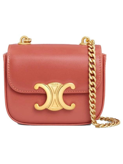 Triomphe Chain Shiny Calfskin Small Cross Bag Red Canyon - CELINE - BALAAN 2