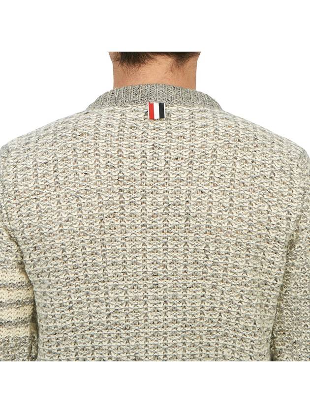 4 Bar Stripe Melange Effect Wool Knit Top Grey - THOM BROWNE - BALAAN 7