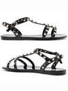 Rockstud Strap Sandals Black - VALENTINO - BALAAN 2