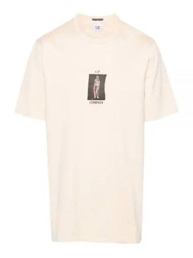 30/2 Mercerized Jersey Twisted Graphic Short Sleeve T-Shirt Beige - CP COMPANY - BALAAN 1