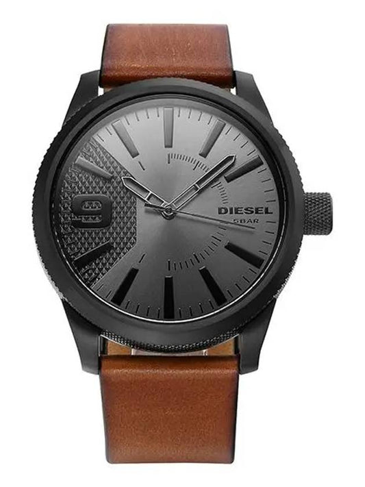 Rasp Leather Strap Watch Gunmetal Grey - DIESEL - BALAAN 2