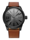 Rasp Leather Strap Watch Gunmetal Grey - DIESEL - BALAAN 3