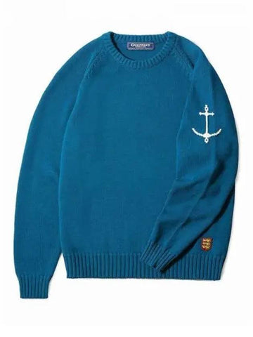 Nagrang crew neck cotton sweater teal domestic product GPCX23031385493 - GUERNSEY WOOLLENS - BALAAN 1