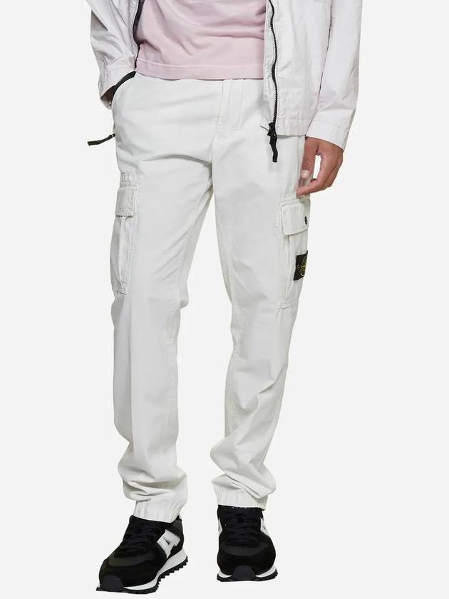 Men's Wappen Patch Slim Cargo Straight Pants White - STONE ISLAND - BALAAN 3