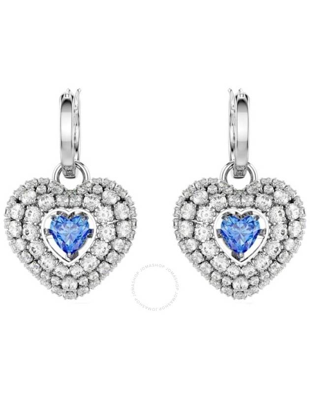 Idyllia Heart Drop Earrings Blue Silver - SWAROVSKI - BALAAN 2