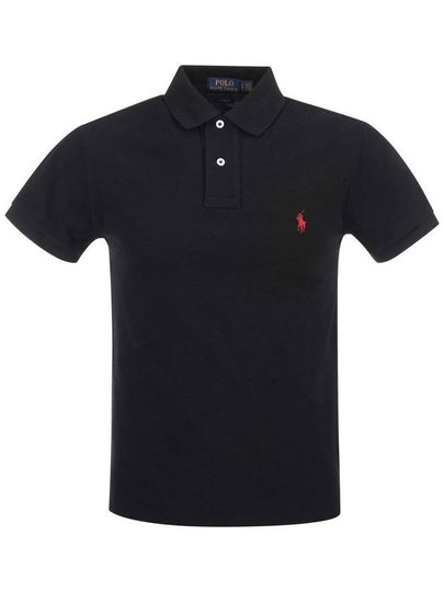 Men's Pony Slim Fit Short Sleeve Polo Shirt Black - POLO RALPH LAUREN - BALAAN 2