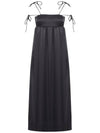 Double Satin String Long Dress Black - GANNI - BALAAN 2