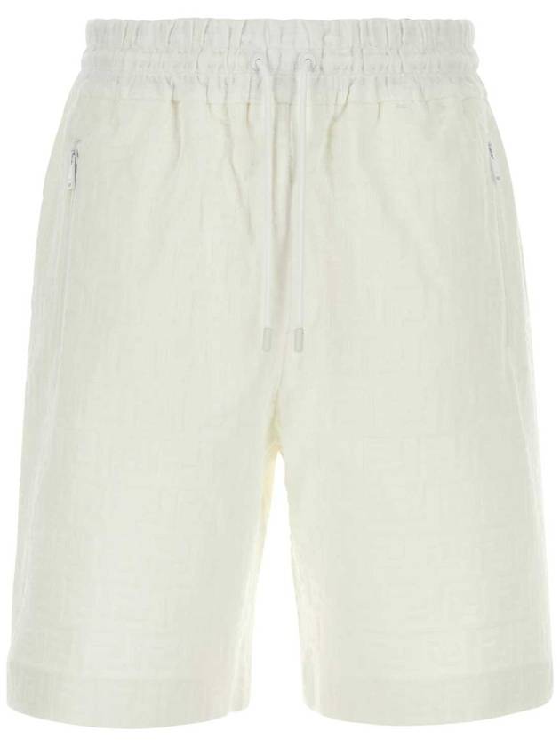 Bermuda FF Cotton Shorts Cream - FENDI - BALAAN 1