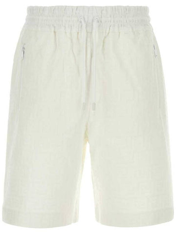 Bermuda FF Cotton Shorts Cream - FENDI - BALAAN 1