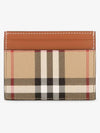 Check Print Leather Card Holder Beige - BURBERRY - BALAAN 3