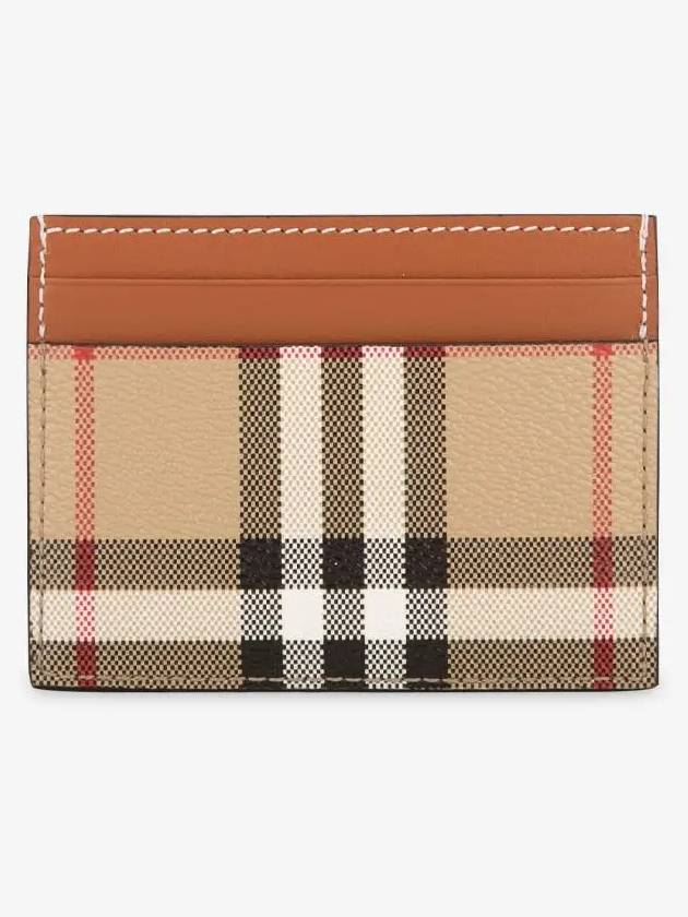 Check Print Leather Card Holder Beige - BURBERRY - BALAAN 3