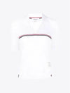 Three Stripes High Twist Rib Polo Shirt White - THOM BROWNE - BALAAN 2