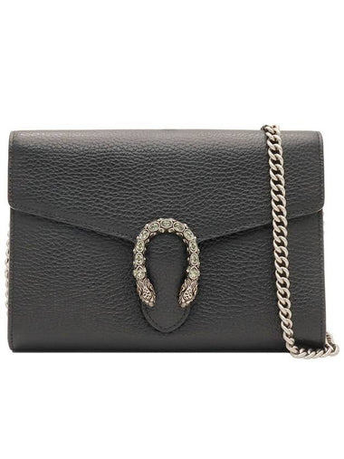 Black Structured Leather Dionysus Mini WOC Chain Wallet Crossbody Bag - GUCCI - BALAAN 1