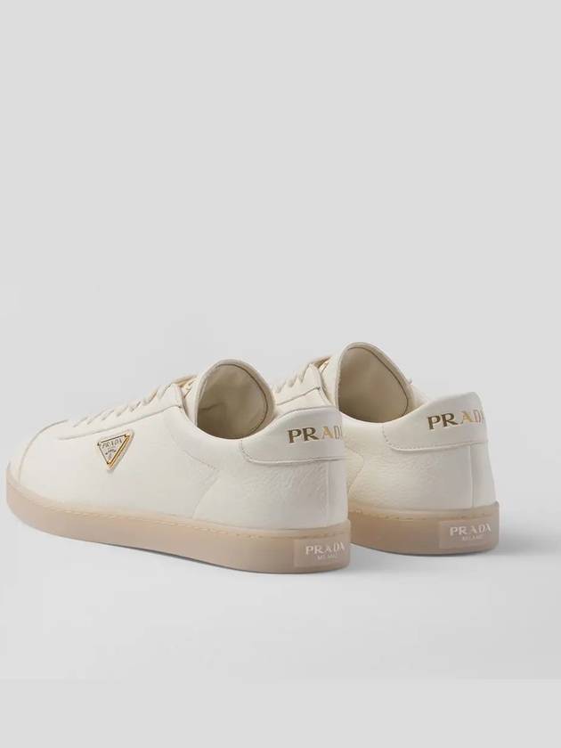 Triangle Logo Lane Leather Low-Top Sneakers Ivory - PRADA - BALAAN 3