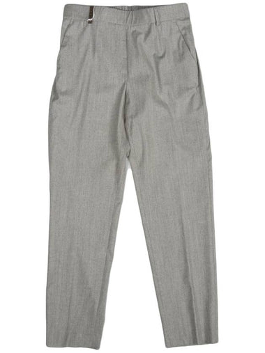 P04697 Gray Virgin Wool Band Pants - PESERICO - BALAAN 1