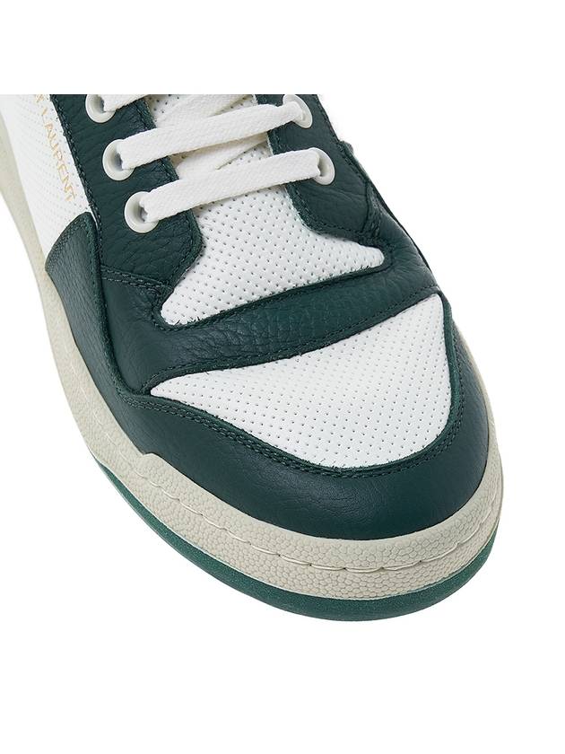 two-tone perforated leather high-top sneakers green - SAINT LAURENT - BALAAN.