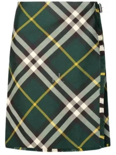 Check Pattern Wool A-Line Skirt Green - BURBERRY - BALAAN 2