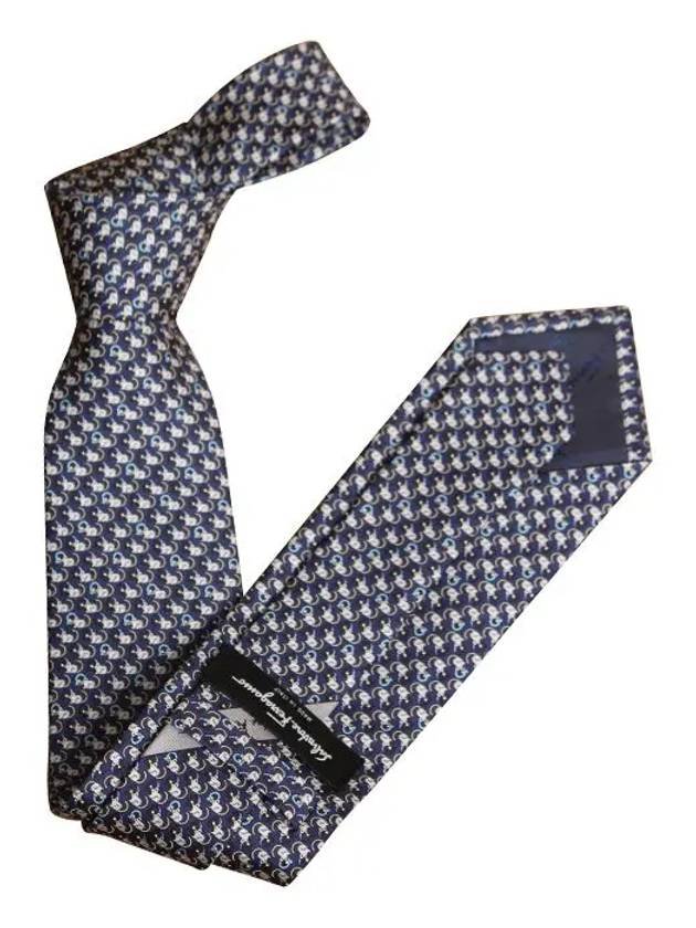 Little Mouse Print Silk Tie Navy - SALVATORE FERRAGAMO - BALAAN 3