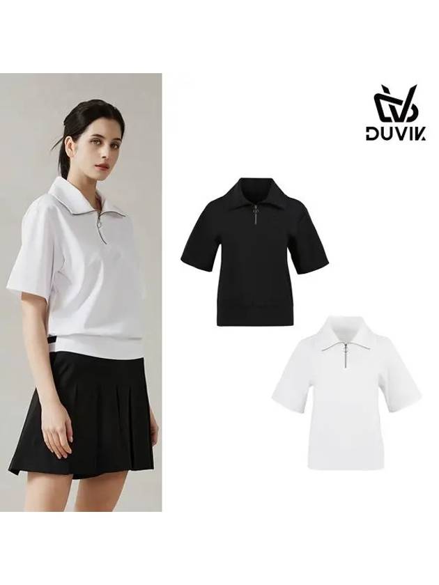 zip-up wide collar short-sleeved T-shirt DD2WTS101BK - DUVIK - BALAAN 2