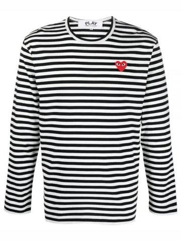 AZ T164 051 1 P1T164 AX Red Heart Waffen Stripe Long Sleeve T shirt - COMME DES GARCONS - BALAAN 1